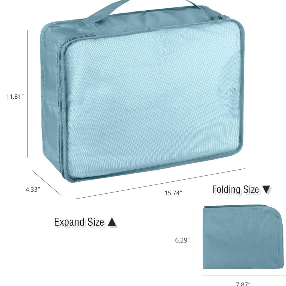 Ebbniur Packing Cubes Set, 2 Pcs Packing Organizers Set for Suitcases (Grey blue) - Image 3