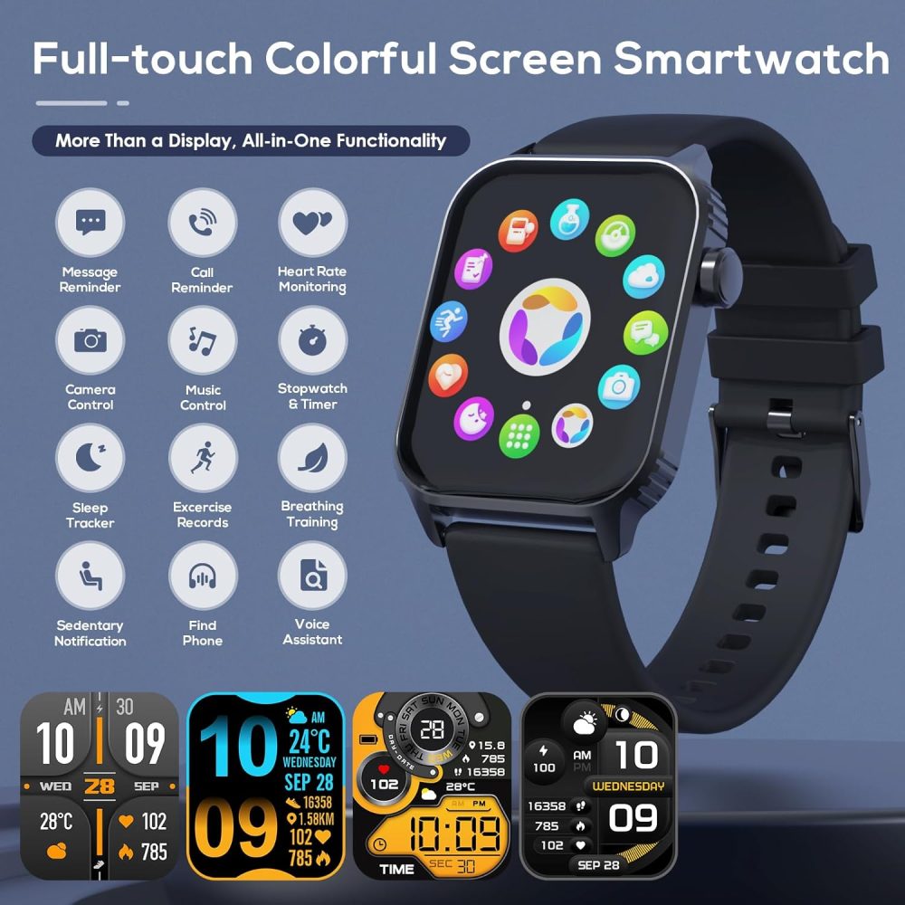 Smart Watches for Women Men, 1.83" HD Smartwatch with 120 Sports Modes, Heart Rate/Sleep Monitor, IP67 Waterproof, Bluetooth Call & Music Control - Image 3