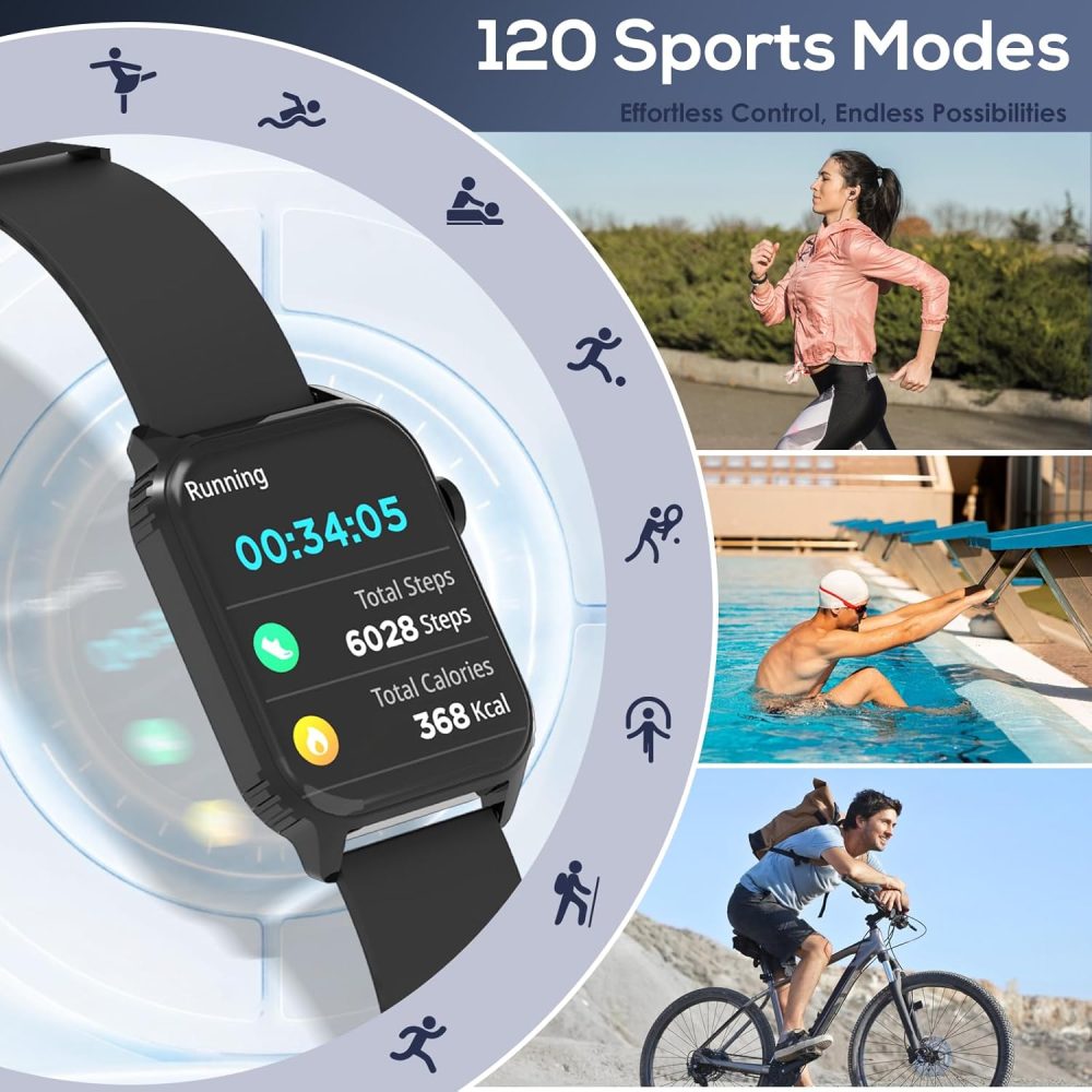 Smart Watches for Women Men, 1.83" HD Smartwatch with 120 Sports Modes, Heart Rate/Sleep Monitor, IP67 Waterproof, Bluetooth Call & Music Control - Image 4