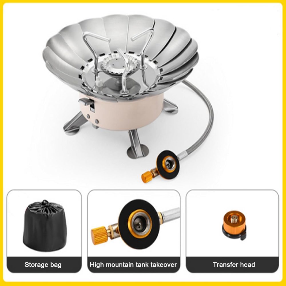 Windproof Camping Stove with Piezo Ignition, Portable Gas Stove for Camping, Backpacking Camp Stove for Outdoor Cooking, Folding Lotus Windshield, Small Adjustable Burner for BBQ, Hiking, Picnic - Image 7